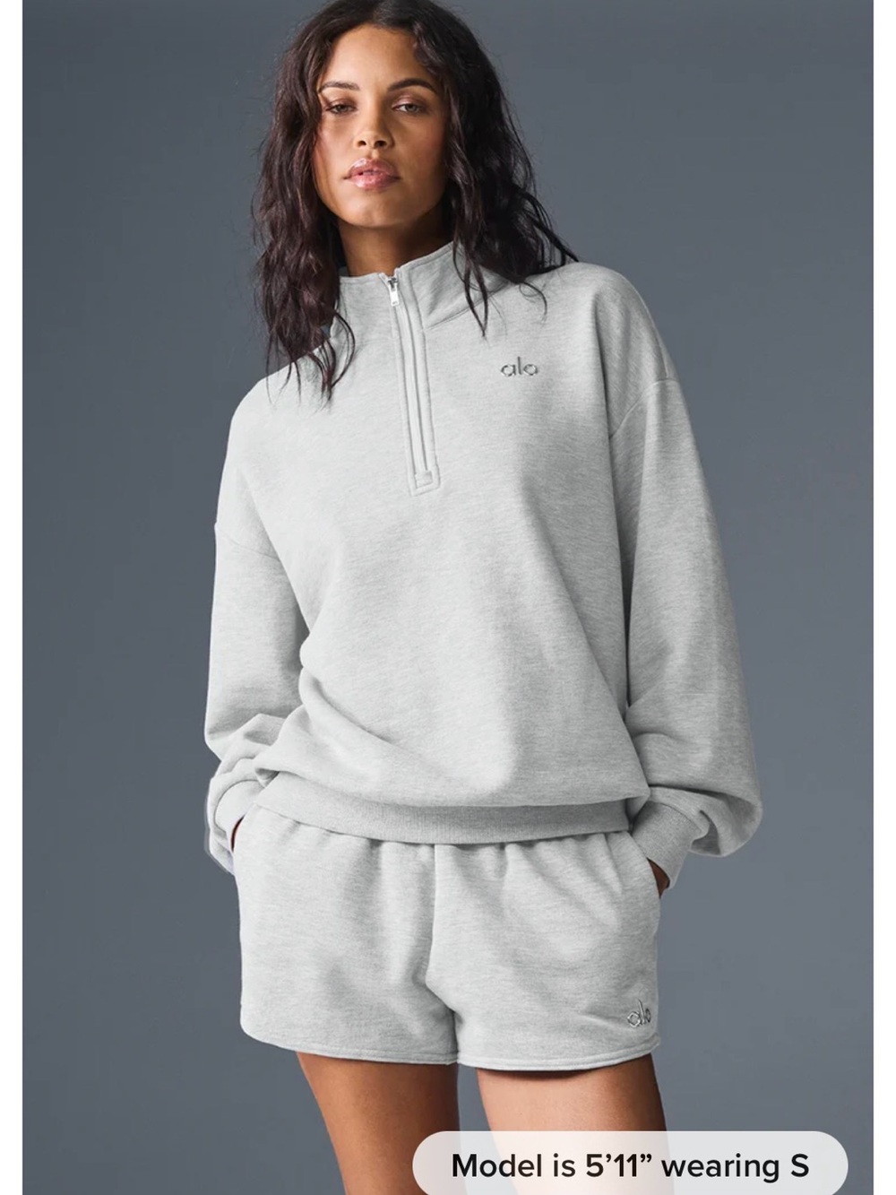 ALO Yoga Accolade 1/4 Zip Women’s Light Gray Pullover Sweatshirt
